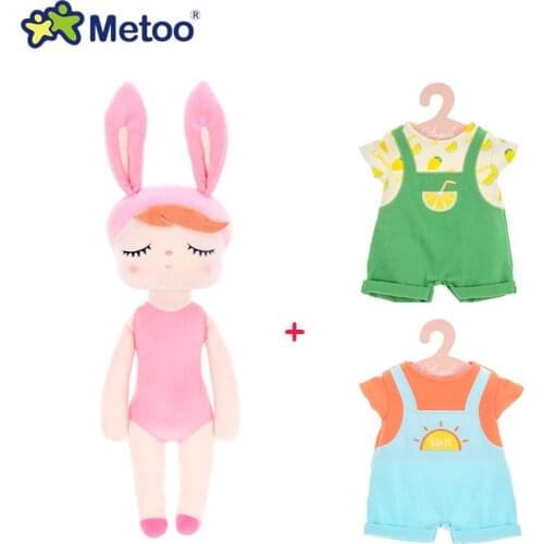 Metoo 43cm Angela Doll Kids Plush Sweet Cute Rabbit Lovely Stuffed Dress up Dolls Baby Toys for Girls Birthday Christmas Gift