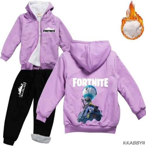 Fortnite Night Boys and Girls Big School Kids Wear Fall/Winter Hooded Clothes and Cotton Pants Fashion Set
