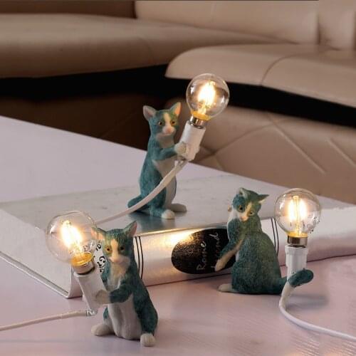 Animals Table Lamp Nordic Childrens Bedroom Resin Cat Table Light Bar Table Light Art home Decor night light Lighting Fixtures