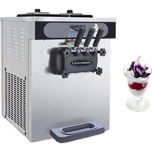Stainless Steel Soft Ice Cream Machine 3 Flavors Ice Cream Makers Silver Dessert Ice Cream Vending Machine