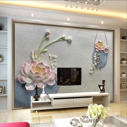Beibehang Custom Wallpaper 3D Floral Stereo Relief Background Wall House Furnishings Living Room Bedroom TV mural 3d wallpaper