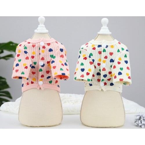 Autumn Winter Cat Dog Cardigan T-shirt Cute Heart Pet Clothes Dog Clothing Tee Shirt Puppy Costume Yorkie Bichon Poodle Clothes