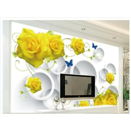 Custom photo wallpaper 3d wall 3d wallpap Simple fashion yellow rose background wall design flower wallpaper living 3d wallpaper