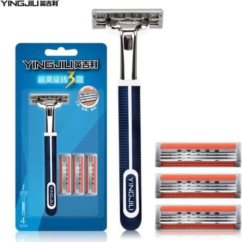 Manual Razor Mens shaver epilator Safety bic Machine for shaving barber hair removal Adjustable 1 holder 4 blade YinJiLi-222