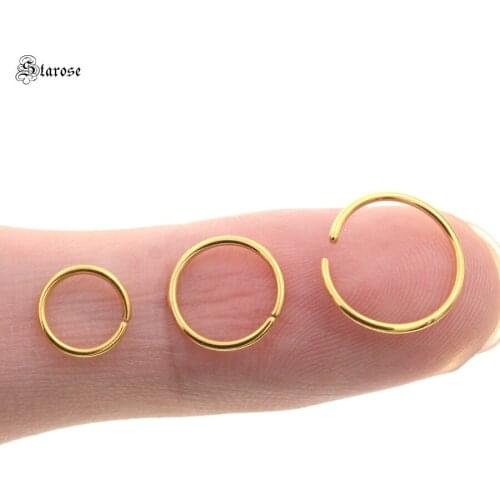Starose 1pc 6/8/10mm Gold Color Fake Nose Ring Earrings Helix Piercing Daith Labret Fake Piercing Tragus Ear Piercing Conch Hoop