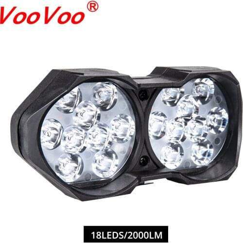 VOOVOO LED Motorcycle Light Moto Headlight Lamp 9/18 Led Scooters Fog Spotlight Working Light White DC 9-85V Super Bright