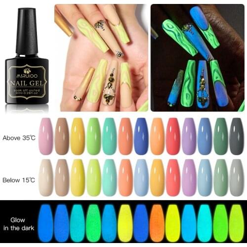 Luminous Nail Gel Glow In Dark Fluorescent Neon UV LED Semi Permanent Soak Off Gel Varnish Thermal Color Change Nail Art Varnish