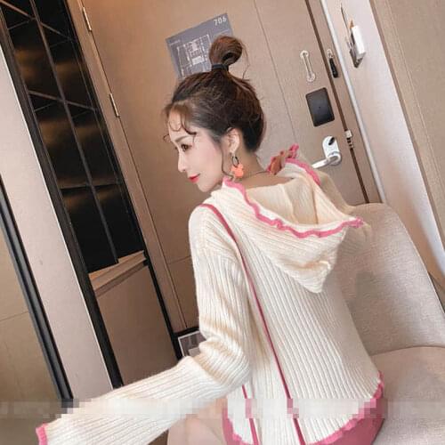 Sweater Womens Winter Hooded Knitted Bottoming Shirt Long-sleeved Top Loose Lazy Style Womens Tide Autumn Pullover