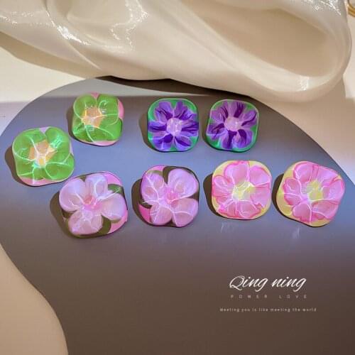 New Fashion Korean Style Acrylic Simple Temperament Earrings for Women Water Ripple Flower Stud Earrings 2021 Fashion Jewelry