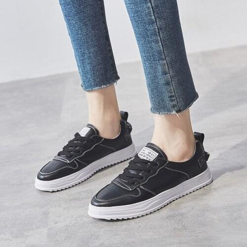 Koovan Womens Genuine Leather Girls Sneakers Female 2020 Autumn Students Flat White Shoes Breathable Soft Comfortable Shoes