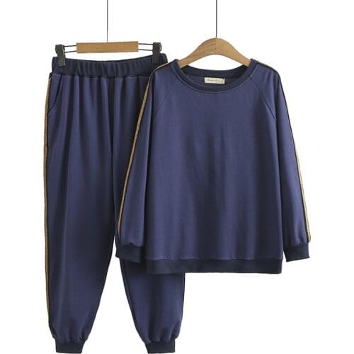 Woman Tracksuit Pullover Spring 2021 New Women Sets Solid Color Casual Long sleeve Trousers Outfits S52 Female 2 Piece Sets