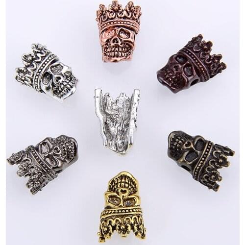 10PCS/package Wholesale Vintage Crown Skull Hollow Charm Accessories Findings for bracelets DIY Jewelry Making