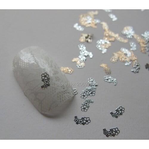 MS136-1 100pcs Silver Cute Flower Metal Sticker Nail Art Metal Sticker Nail Art Decoration Non-adhesive Sticker