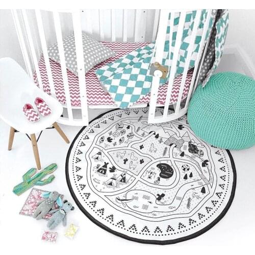 135CM Kids Playing Mats Baby Crawling Rugs World Map Blanket Newborn Play Mat Room Decoration Floor Decor Carpet Photography Pro