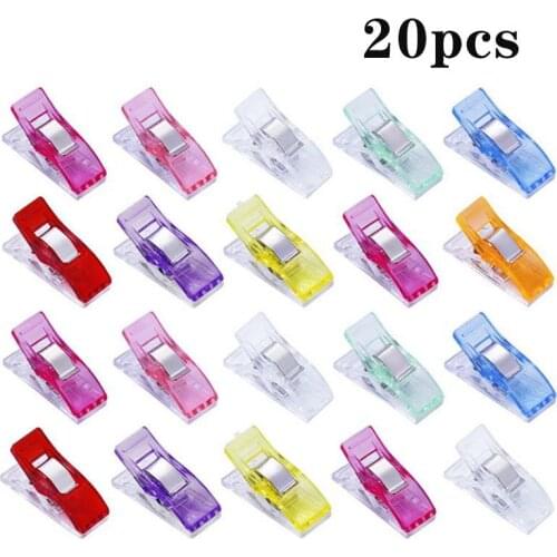 20PCS Sewing Clips Plastic Clamps Quilting Crafting Crocheting Knitting Safety Clips Assorted Colors Binding Clips Paper