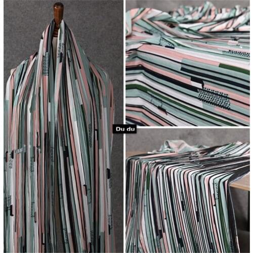45*150cm Clothing Fabric Square Stripe Pressure plait Printing Pattern Dust coat Dress Design Fabric DIY