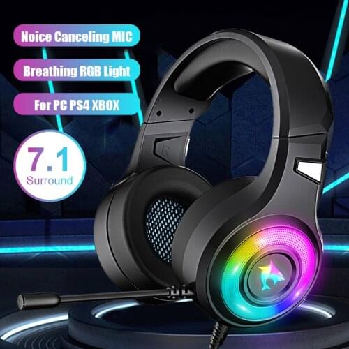2021New Gaming Headset 7.1Surround Sound Wired Headphones with Noise Cancelling Mic and LED Light For PC/PS4/PS5/XBOX