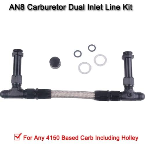 8 AN Braided Stainless Steel Carburetor Dual Inlet Line Kit for Holley 4150