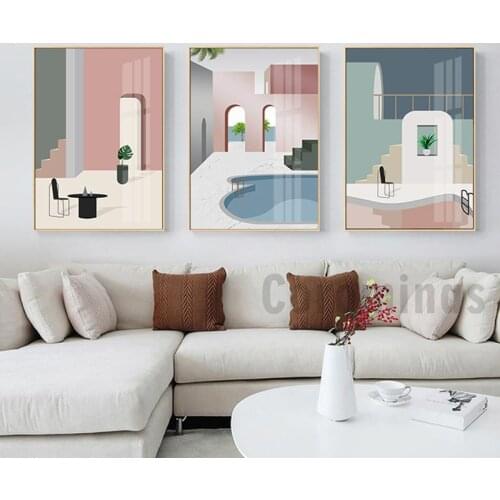 Abstract Girls Swimming Pool Picture Wall Poster Modern Style Canvas Print Painting Art Aisle Living Room Unique Decoration