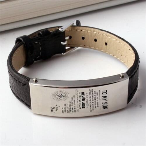 Fashion DIY Leather Mens Bracelet Customized Adjustable Length Watch Wristband for Men DAD Personalized Gift