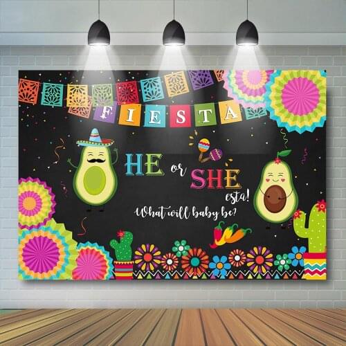 Mexico Fiesta Gender Reveal Party Backdrop Taco Bout Baby He or She Background Avocado Mexican Fiesta Baby Shower Party Decor