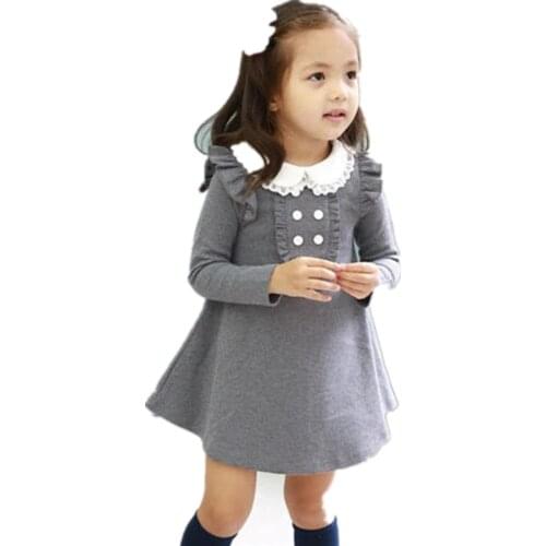 Children Evening Dress Autumn Winter Cotton Party Dresses Baby Girls Doll Collar A-line Mini Princess Dress Kids Girl Clothes