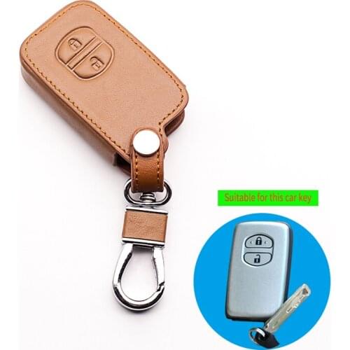 Hot sale Genuine Leather Remote Control Keychain Car Key Cover For Toyota Camry/ Highlander / VIOS /Yaris 2 buttons car key case