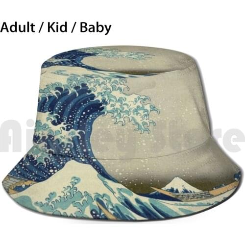 Great Wave - Hokusai Duvet Surfing Kanagawa Mount Fuji Sticker Sun Hat Foldable UV Protection The Great Wave