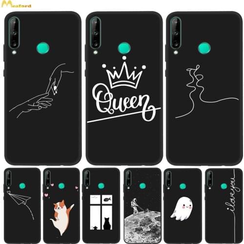 HuaweiY7P Silicone Cover For Coque Huawei P40 Lite E Phone Case Y7P ART-L29 TPU Print Cute Queen Husky Deer Fundas Black Bumper