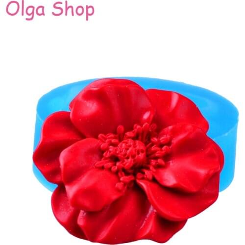 HYL229 34.3mm Flower Silicone Mold - Fondant Cake Decorating Sugarcraft Resin Polymer Clay Jewelry Making Charm Necklace Brooch
