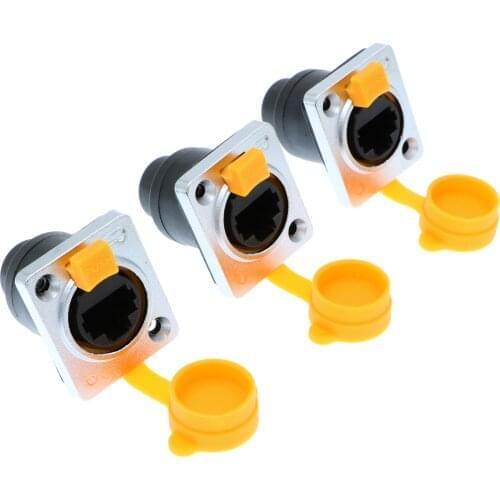 Alvins Cables 3Pcs RJ45 Waterproof Sockets Connector IP65 Ethernet Panel Mount RJ45 Connector