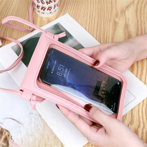 Womens Wallet Student Hasp Small Bag Womens Heart-Shaped Decorative Transparent Touch Screen Simple Retro Mobile Phone Bag Sac