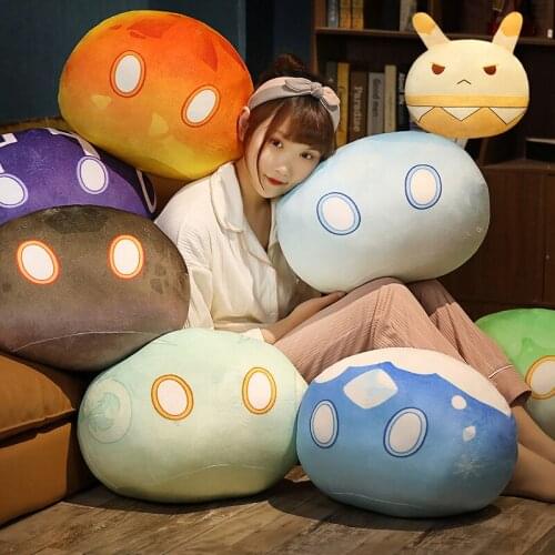 8 Kinds Genshin Impact Stuffed Cartoon Games Figure Doll Plush Squishy Ball Bunny Wind Grass Fire Water Ice Rock Thunder Gift