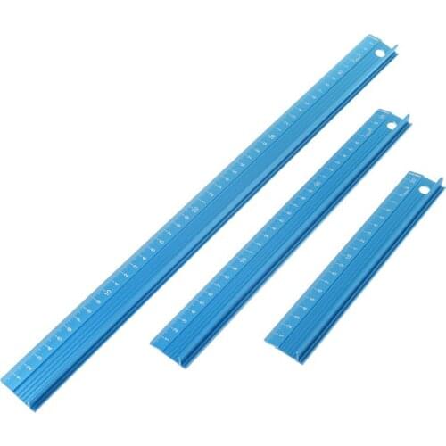 Professional Aluminum Alloy Straight Ruler Protective Scale Measuring Engineers Drawing Tool 3 Sizes Blue/Red