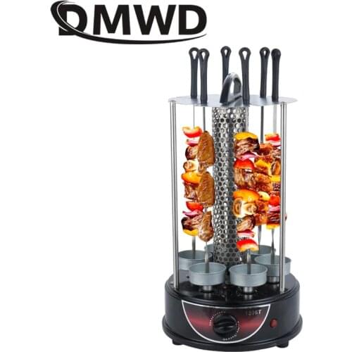 DMWD Electric grill oven barbecue machine skewer kebab BBQ Smokeless indoor outdoor automatic rotating Heating Stove With Timer