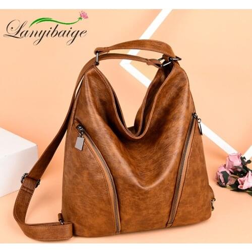2021 Fashion Multifunctional Backpack Ladies High Quality Leather Shoulder Bag Female Designer Large Capacity Messenger Bag