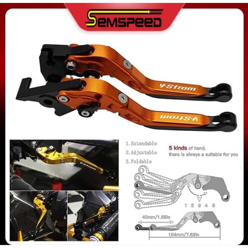 Motorcycle Clutch Brake Levers V-Strom Logo For SUZUKI 250 V-Strom 2018 2019 2020 SEMSPEED CNC Folding Extendable Levers