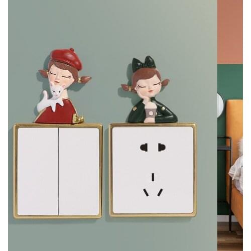 Cartoon Switch Cover Wall Sticker Creative Cute Lovely Princess 3D Socket Protective Paste Dust Cover Home Living Room Decor