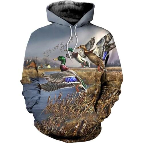 2021 Hot Fashion Men 3D Hoodie Print Hunting Duck Hooded Sweatshirts Unisex Casual streetwear Hoody Wholesale and retail
