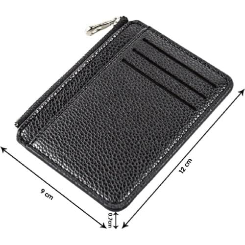 Men Wallet Solid Color Textured PU Zipper Card Holder Mini Coin Purse JAN88