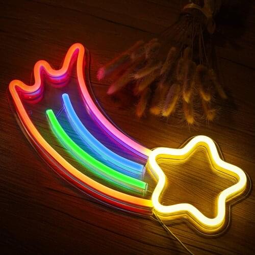 Meteor Neon Sign Colorful LED Wall Lamp Gaming Room Decorative Backlights Kawaii Girls Bedroom Wallpaper Cool Ins Style Poster