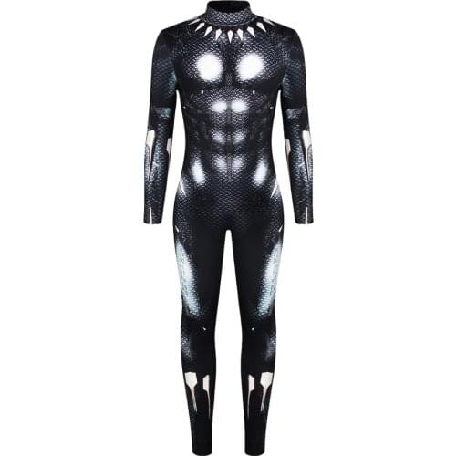 2020 New Cosplay Costume For Men Black Panther Printed Super Hero Halloween Festival Carnival Party Cosplay Costume