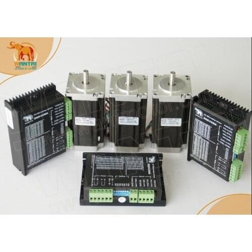 New Arrival! CNC Wantai 3 Axis Nema 23 Stepper Motor 57BYGH115-003 425oz-in+Driver DQ542MA 128mic 50V 4.2A Plastic Metal Foam