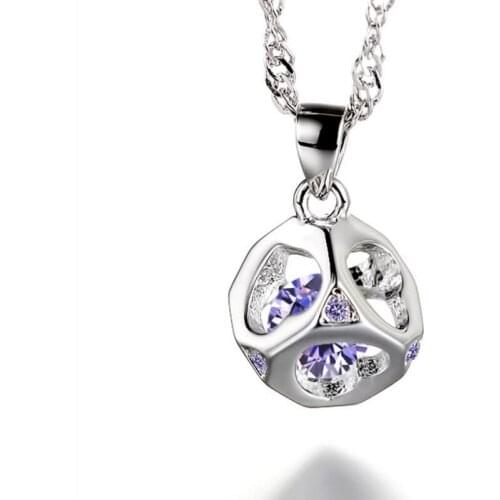 TJP Trendy Girl Clear Crystal Pendants Necklace Accessories Fashion 925 Silver Box Chain Choker Necklace Jewelry Women Bijou Hot