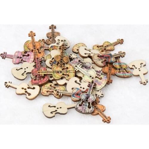 Mixed Colorful Guitar Pattern diy Wooden buttons Botones Handmade Accessories Decoration Scrapbooking Crafts 36x16mm 20pcs