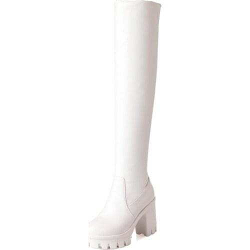 Big Size 9 10 11 12 thigh high boots knee high boots over the knee boots women ladies boots Solid color waterproof table