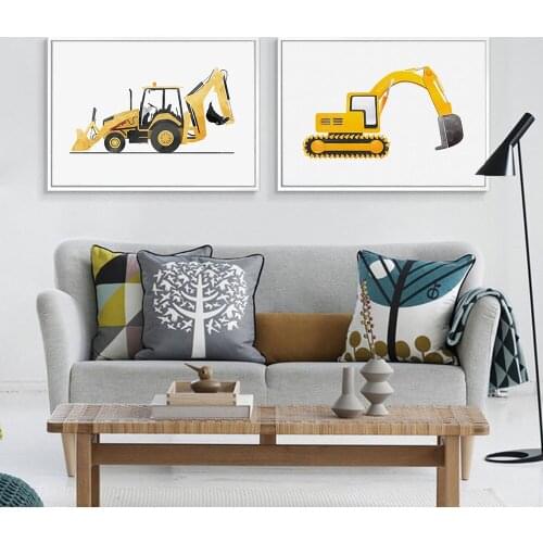 Modern Poster Canvas Minimalist Excavator Model Cool Boy Nordic Painting Art Print Wall Picture For Living Kids Rooms Home Decor