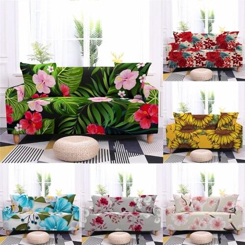 Flower Print Corner Sofa Covers For Living Room Chaise Lounge Armchair Sectional L Shape Sofa Elastic Couch Cover funda de sofá