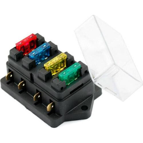 Universal 4 Way Fuse ATO Blade Fuse Box Block Holder Car 4 Way Circuit Standard For 22mm Handlebar motorcycles e-bikes