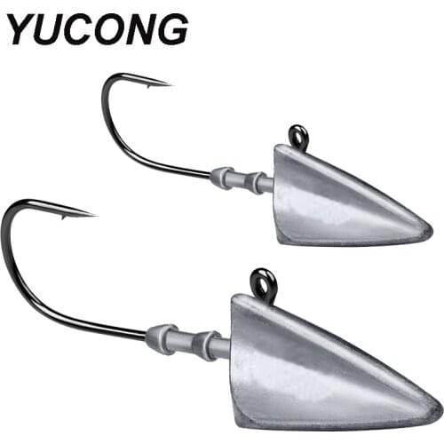 YUCONG 50Pcs Jighead Fishing Hooks 3.5-5-7-10-14-21g Triangle Head Fishhooks Soft Worm Bait Hooks Barbed Bass Fishing Tackle